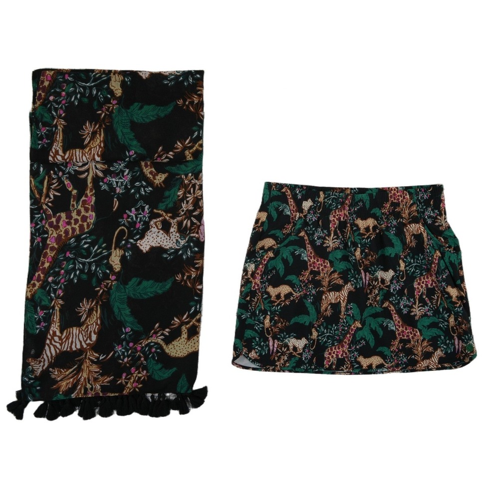 NEW Lilly Pulitzer Skort Scarf Women's Size Medium Black Luxletic Safari Animals